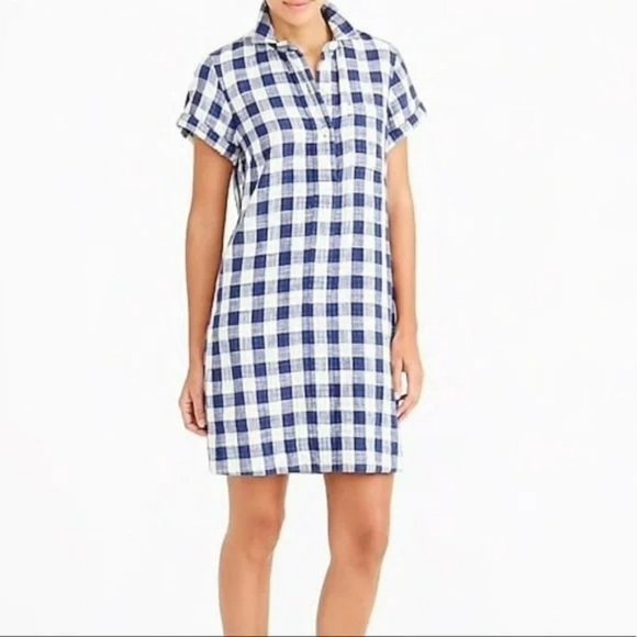 J. Crew Dresses J Crew Womens Short Sleeve Midi Dress Blue Plaid